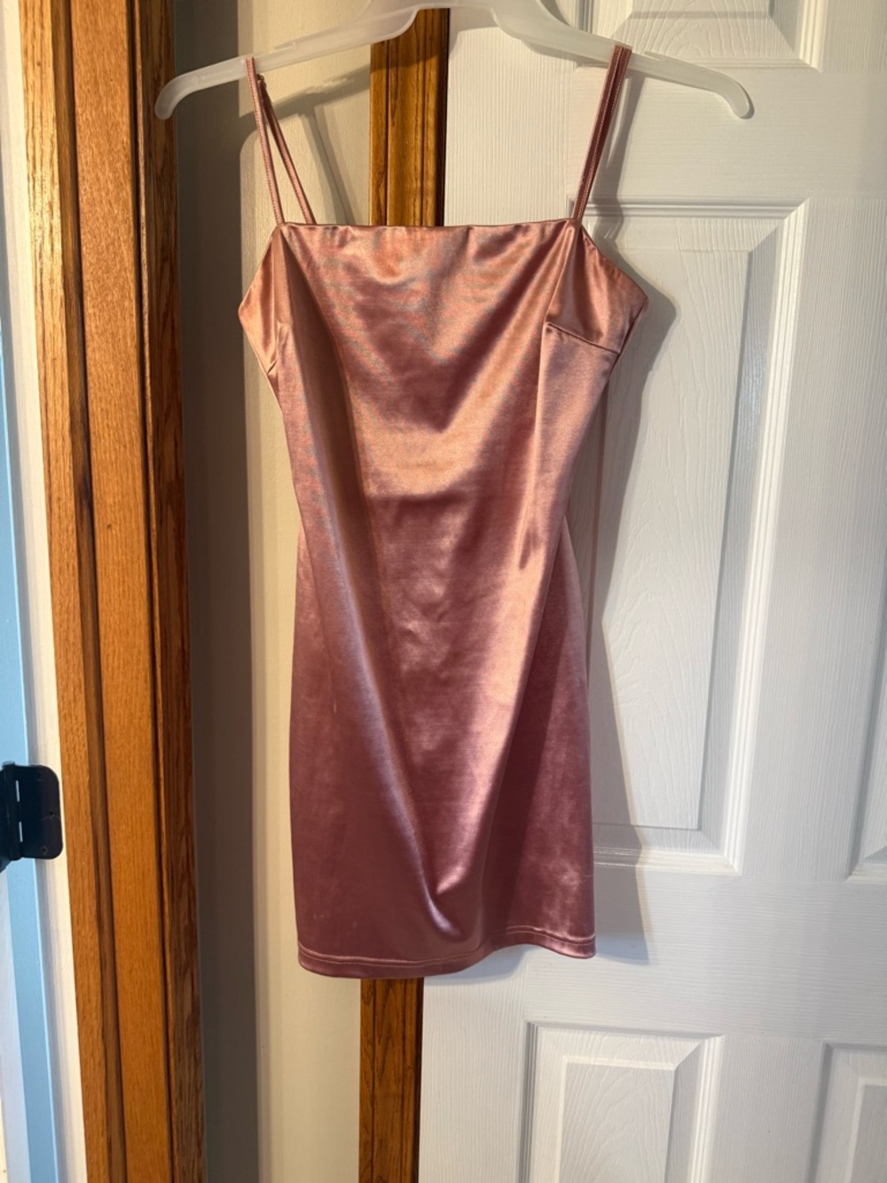 All in Favor Satin Mini Dress in Dusty Pink
